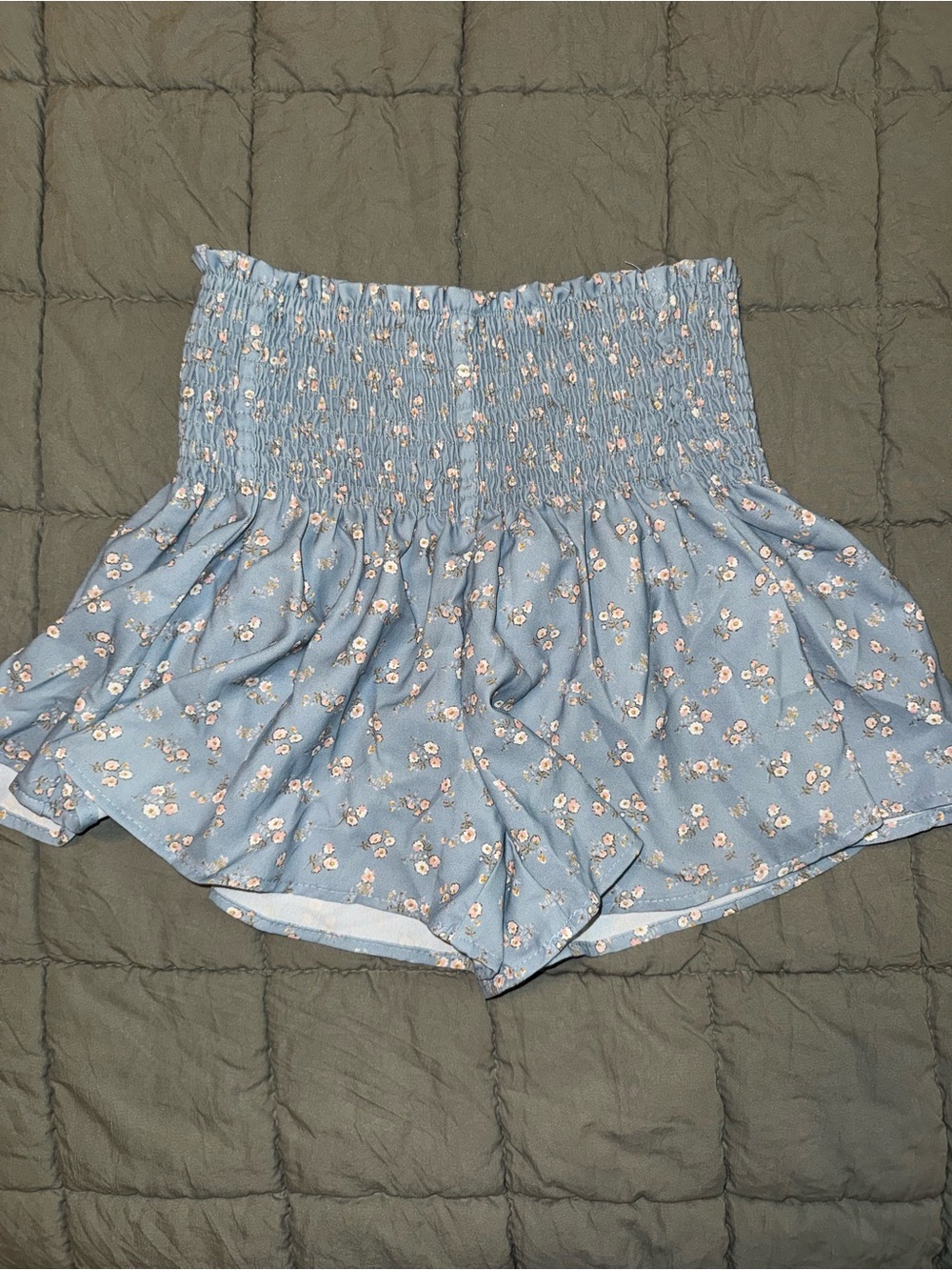 Altard State Smocked High-Waist Floral Women’s Skort - Light Blue XS Altar’d